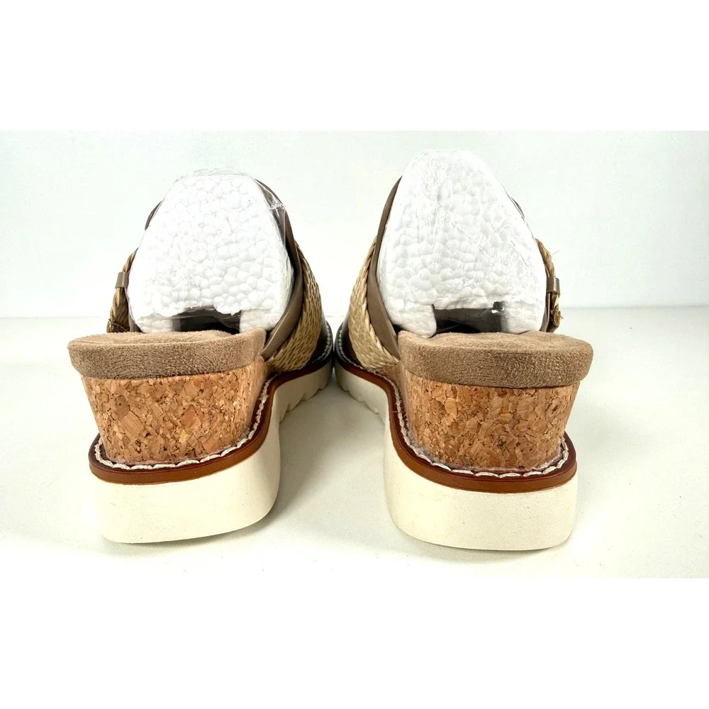 Pierre Dumas Expand 4 Tan Combo Wedge Slide Sandals New Sz 6
